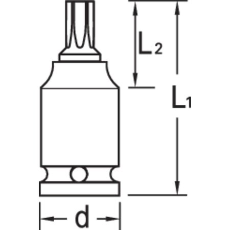 Gedore Impact Screwdriver Bit Socket, 1/2", T40 ITX K 19 T40